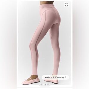 ALO Yoga Pink Champange Airlift line up Mirage Leggings NWT